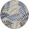 Homeroots 4 ft. Round Gray & Blue Leaves Indoor & Outdoor Area Rug 384870 - alternate 1